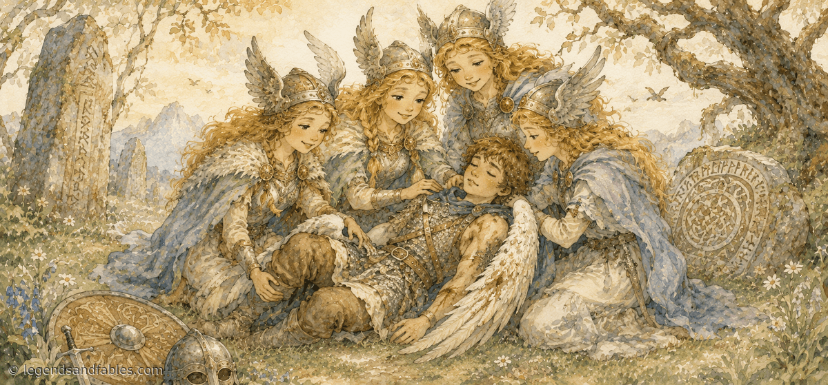 The Valkyries and the Fallen Hero — Legends and Fables